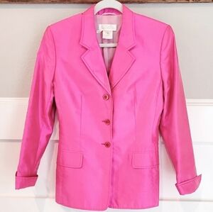 Escada Vtg. Statement Piece Raw Silk Hot Pink Blazer Jacket, Sz 8,  EUC
